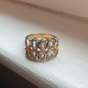 Blue topaz gold plated ring, size 7